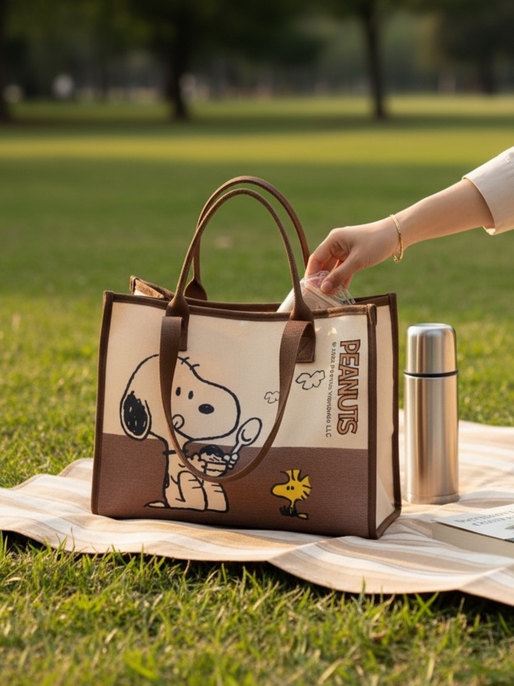 Peanuts Canvas Tote with Snoopy & Woodstock